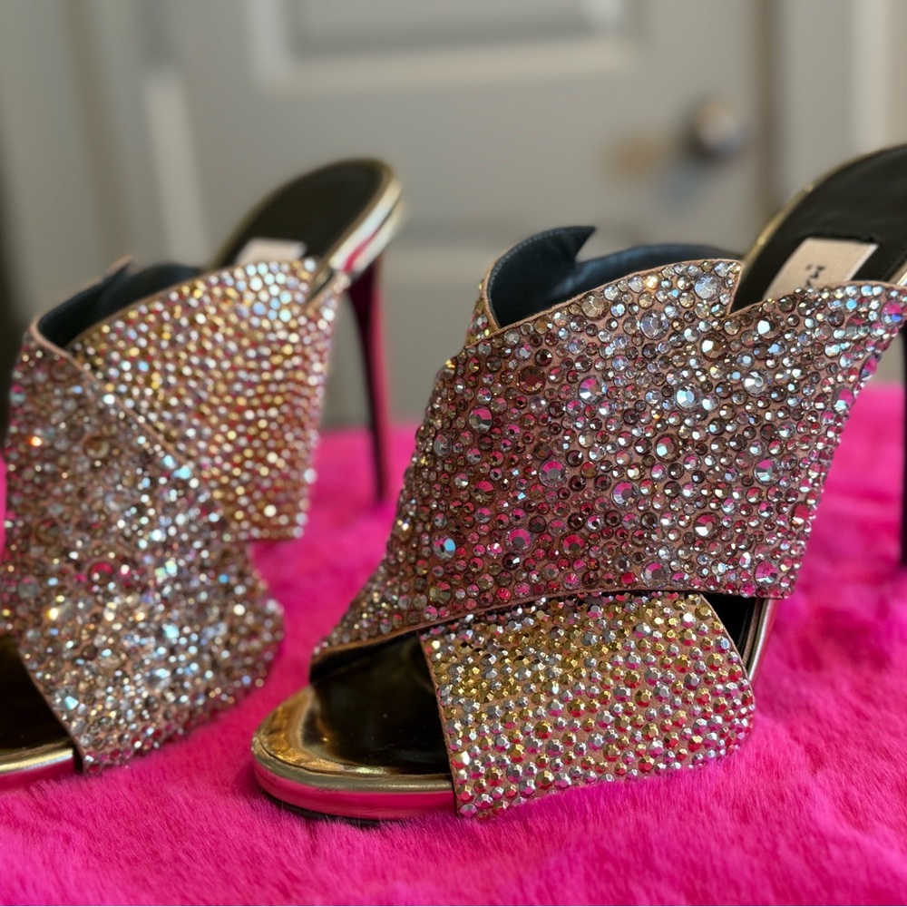 Marco Proietti Design Elegant Crystal Embellished Heels/Stiletto EU 39 or US 9